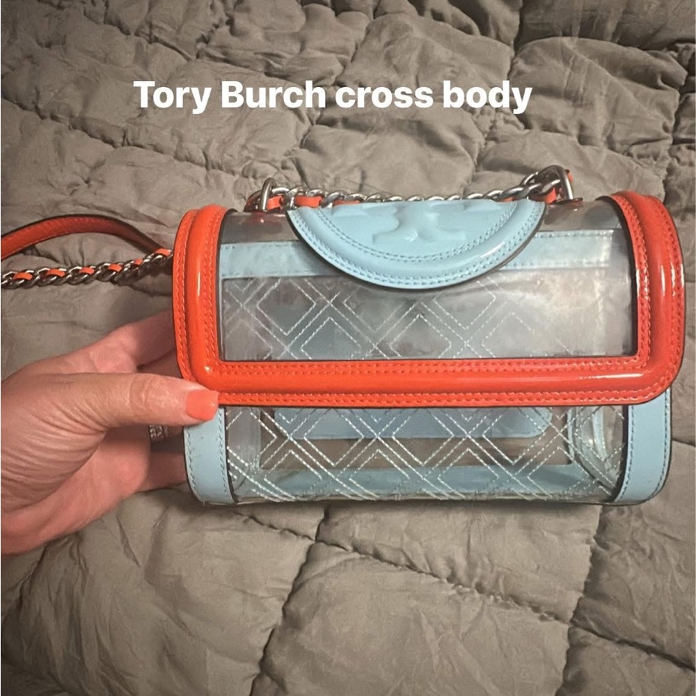 Tory Burch Quilted Blue and Orange Crossbody Bag